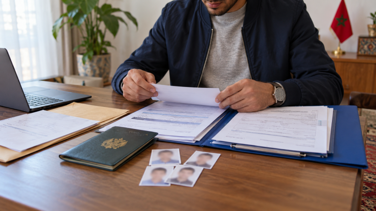 شخص يرتب وثائق طلب جواز جديد بعد ضياع الجواز