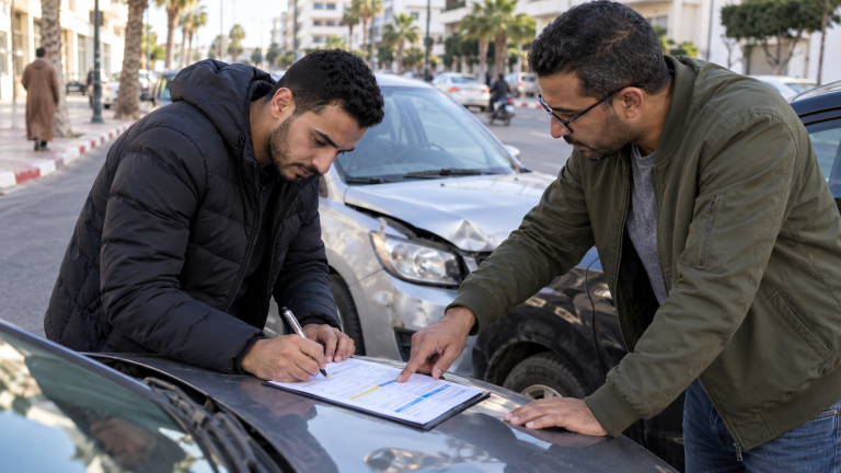 سائقان مغربيان يملآن وثيقة المعاينة الودية بعد حادثة بسيطة