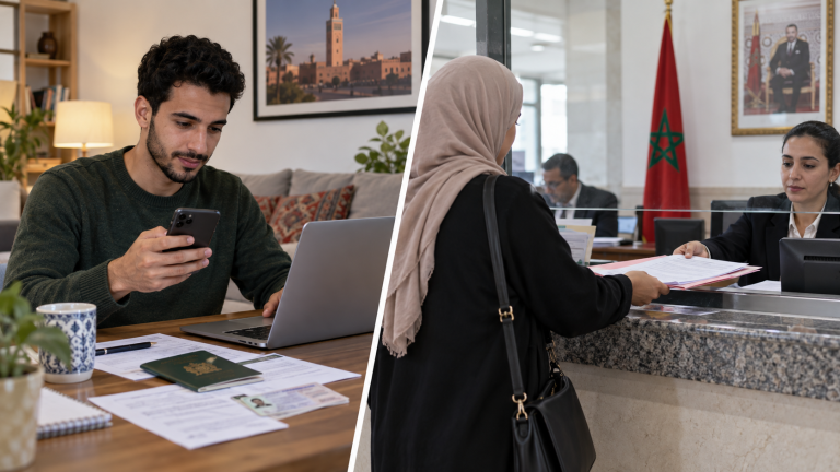 مقارنة بصرية بين إنجاز إجراء إداري إلكترونيا وحضوريا في القنصلية